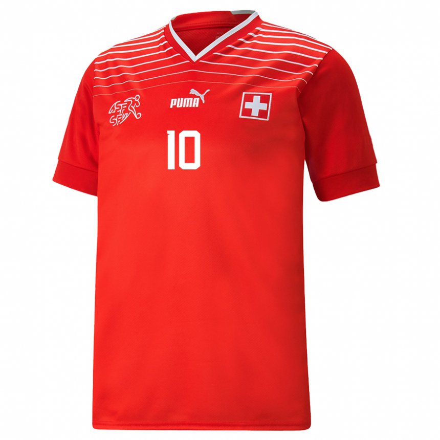 Niño Camiseta Suiza Granit Xhaka #10 Rojo 1ª Equipación 22-24 La Camisa