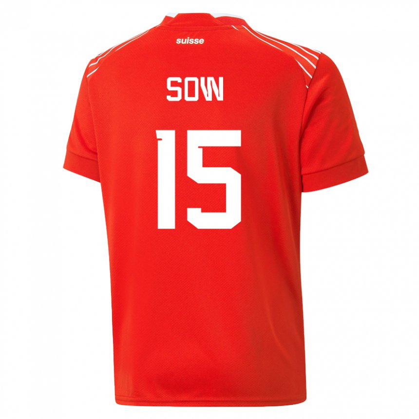 Niño Camiseta Suiza Djibril Sow #15 Rojo 1ª Equipación 22-24 La Camisa