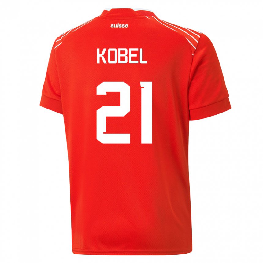 Niño Camiseta Suiza Gregor Kobel #21 Rojo 1ª Equipación 22-24 La Camisa