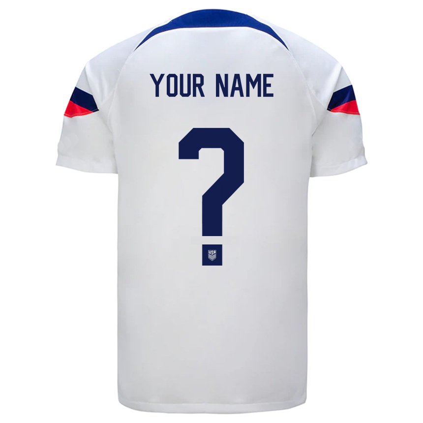 Niño Camiseta Estados Unidos Su Nombre #0 Blanco 1ª Equipación 22-24 La Camisa
