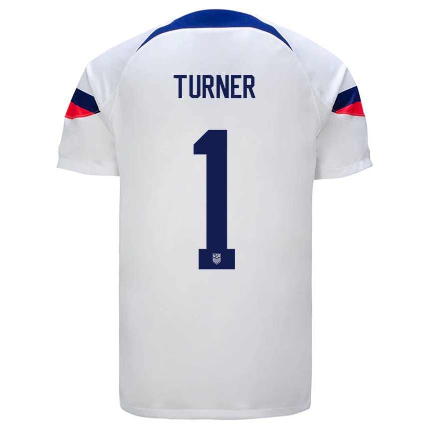 Niño Camiseta Estados Unidos Matt Turner #1 Blanco 1ª Equipación 22-24 La Camisa