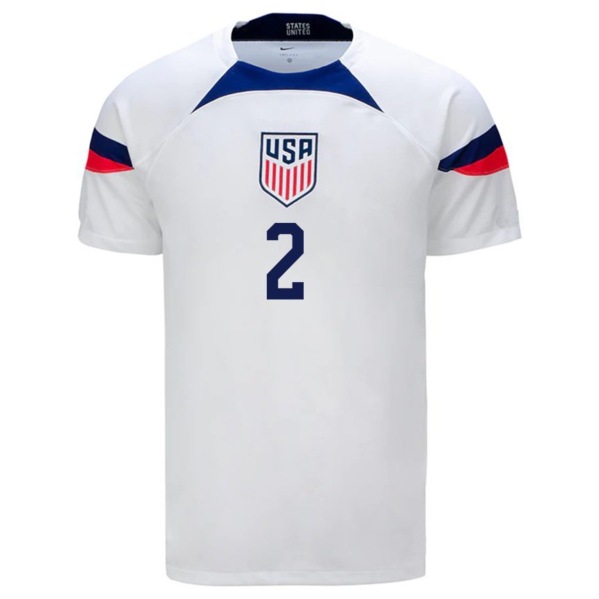 Niño Camiseta Estados Unidos Sergino Dest #2 Blanco 1ª Equipación 22-24 La Camisa