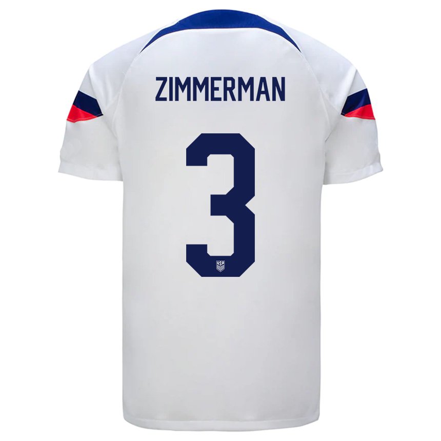 Niño Camiseta Estados Unidos Walker Zimmerman #3 Blanco 1ª Equipación 22-24 La Camisa