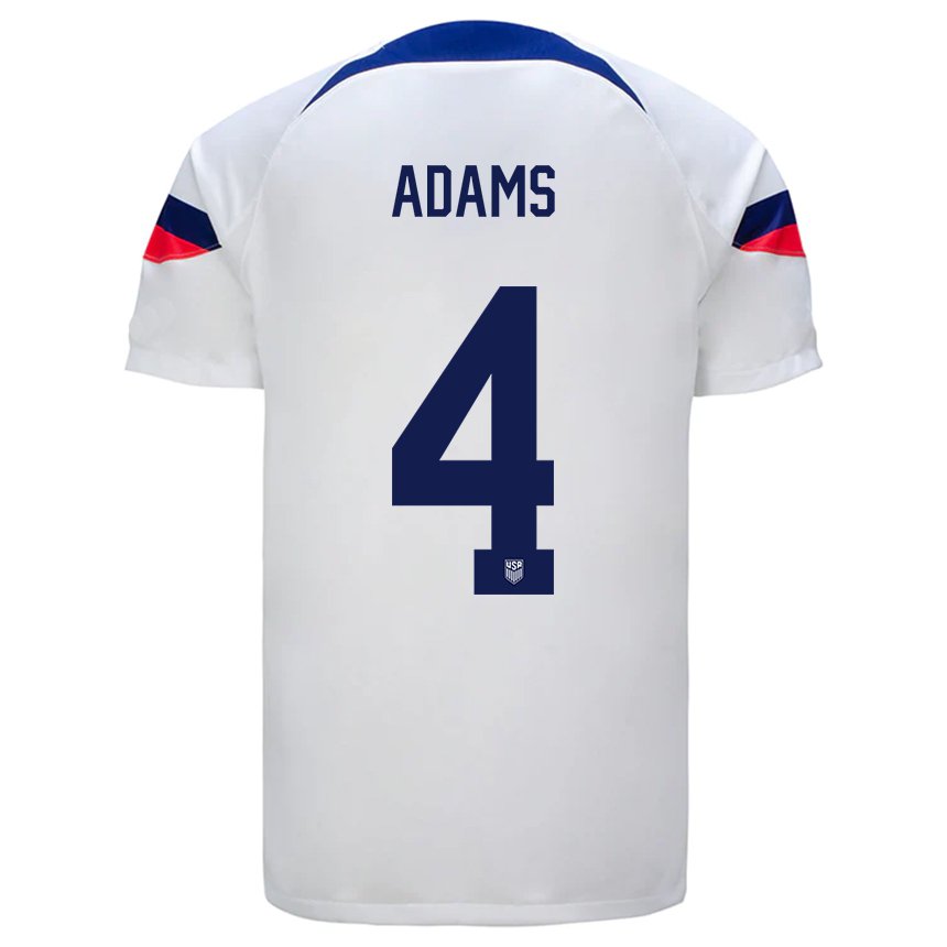 Niño Camiseta Estados Unidos Tyler Adams #4 Blanco 1ª Equipación 22-24 La Camisa