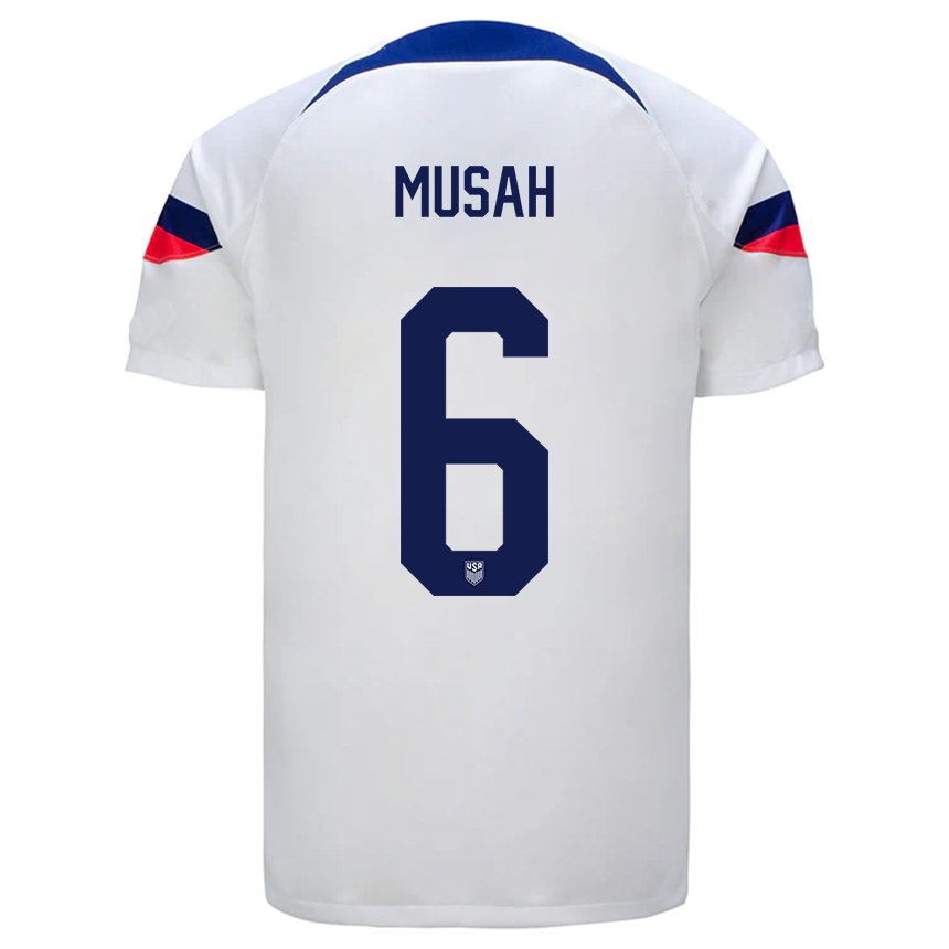 Niño Camiseta Estados Unidos Yunus Musah #6 Blanco 1ª Equipación 22-24 La Camisa