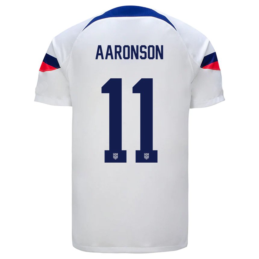 Niño Camiseta Estados Unidos Brenden Aaronson #11 Blanco 1ª Equipación 22-24 La Camisa