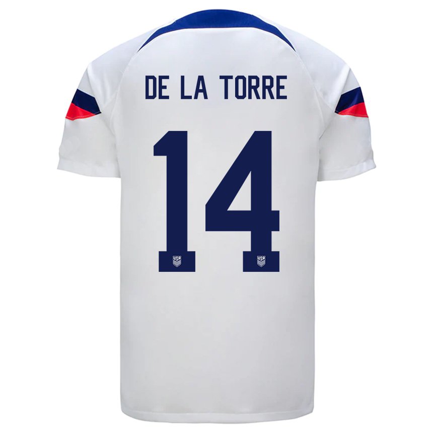 Niño Camiseta Estados Unidos Luca De La Torre #14 Blanco 1ª Equipación 22-24 La Camisa