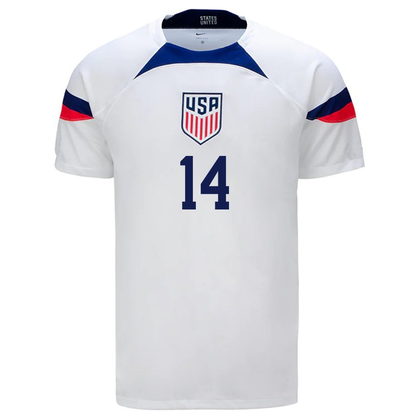Niño Camiseta Estados Unidos Luca De La Torre #14 Blanco 1ª Equipación 22-24 La Camisa