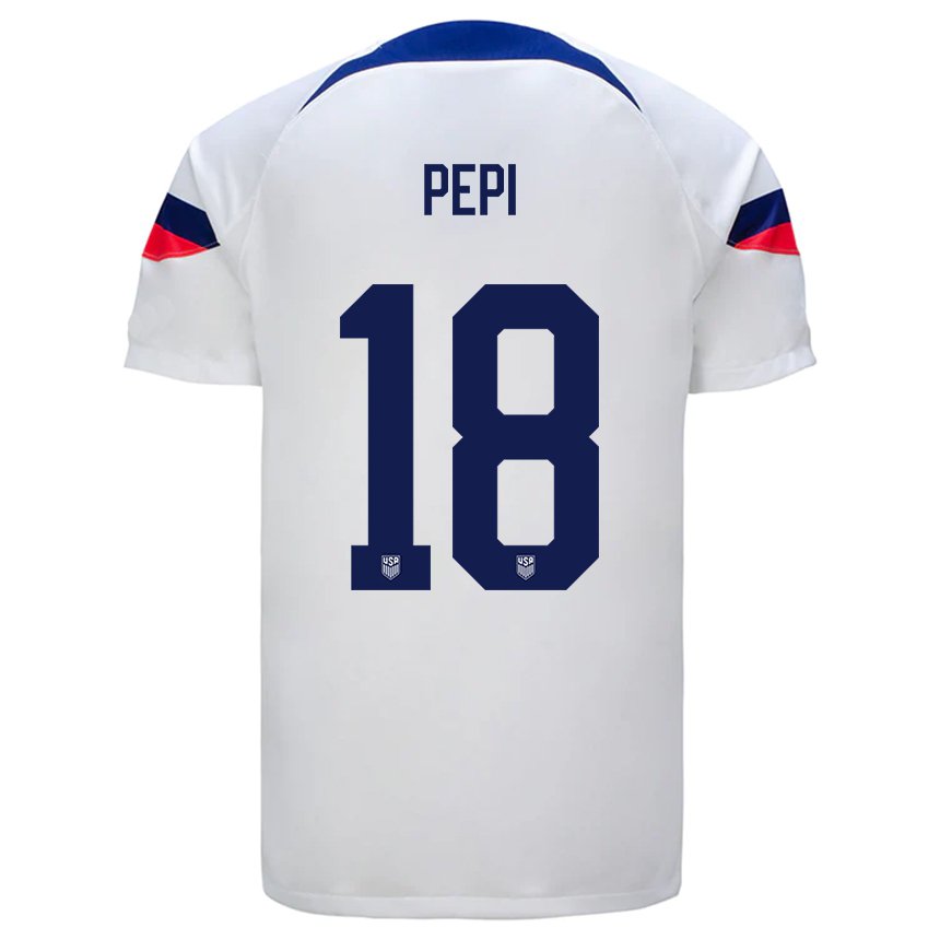 Niño Camiseta Estados Unidos Ricardo Pepi #18 Blanco 1ª Equipación 22-24 La Camisa