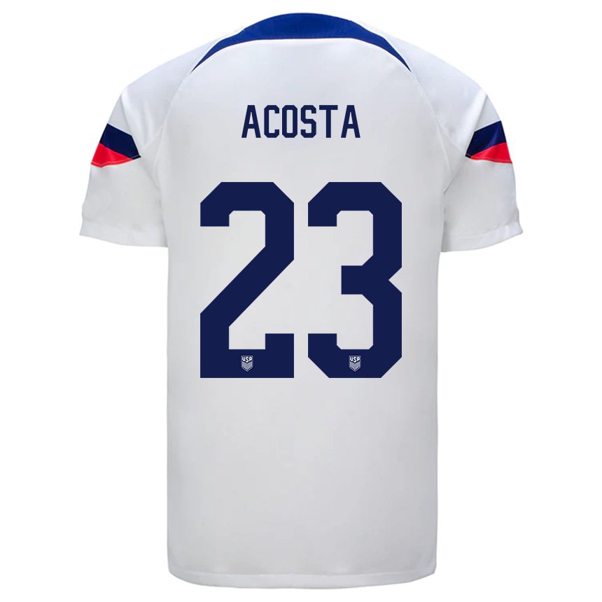 Niño Camiseta Estados Unidos Kellyn Acosta #23 Blanco 1ª Equipación 22-24 La Camisa
