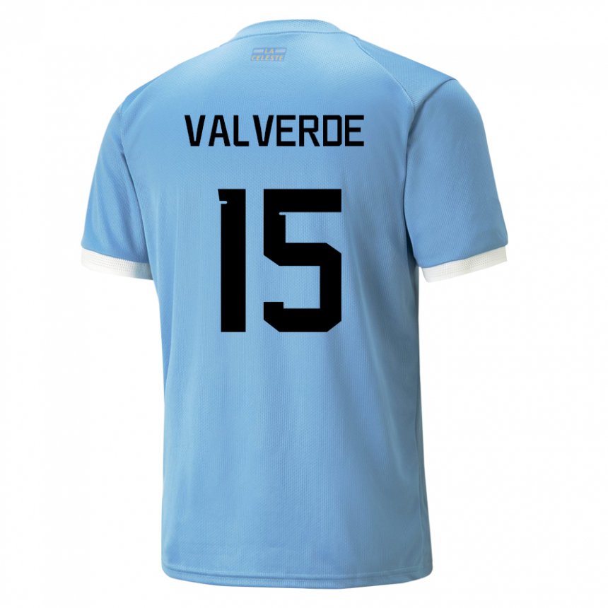 Niño Camiseta Uruguay Federico Valverde #15 Azul 1ª Equipación 22-24 La Camisa
