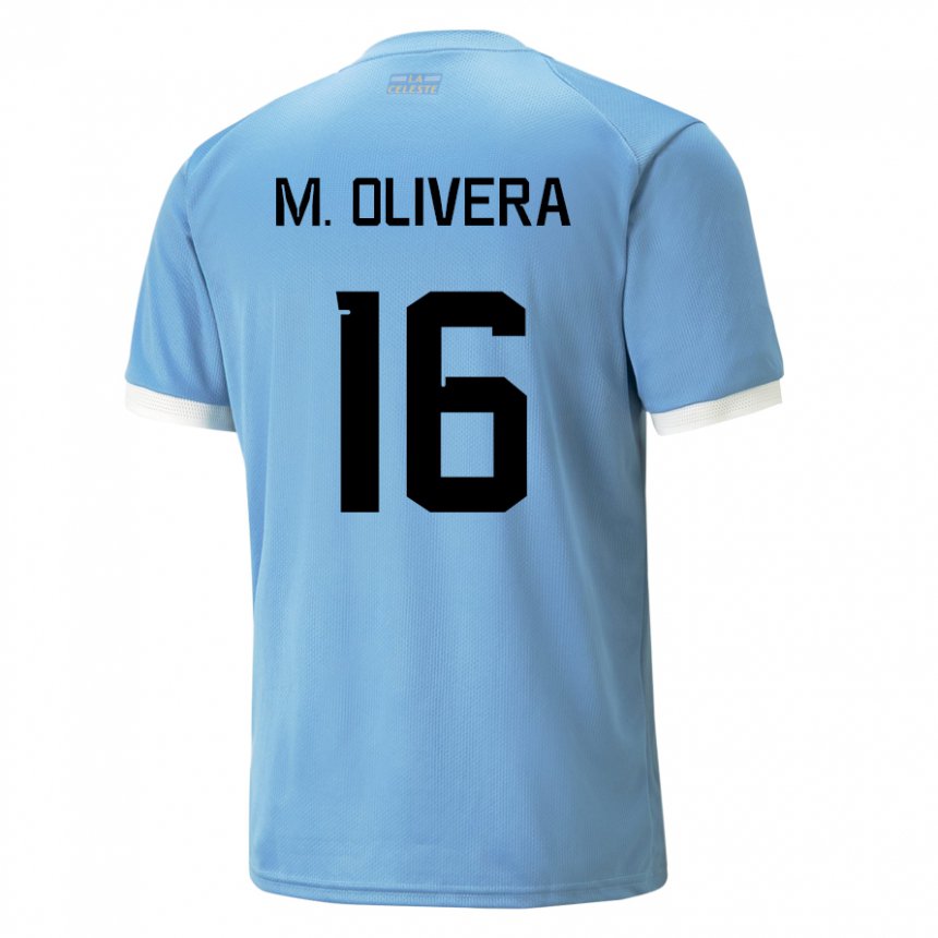 Niño Camiseta Uruguay Mathias Olivera #16 Azul 1ª Equipación 22-24 La Camisa