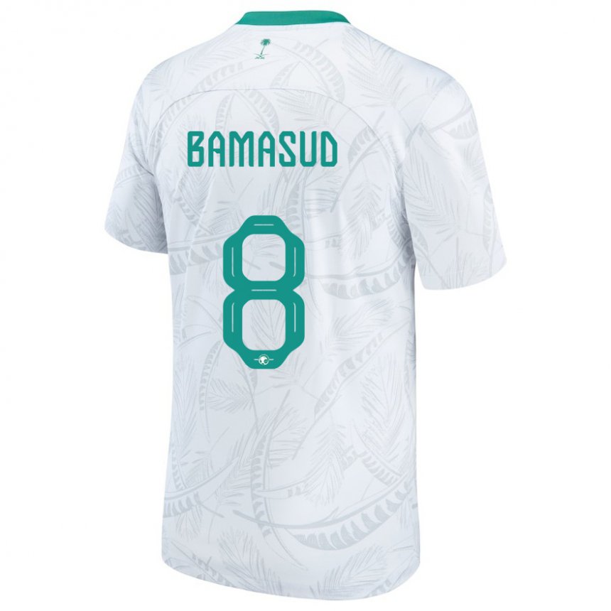 Niño Camiseta Arabia Saudita Ahmed Bamasud #8 Blanco 1ª Equipación 22-24 La Camisa