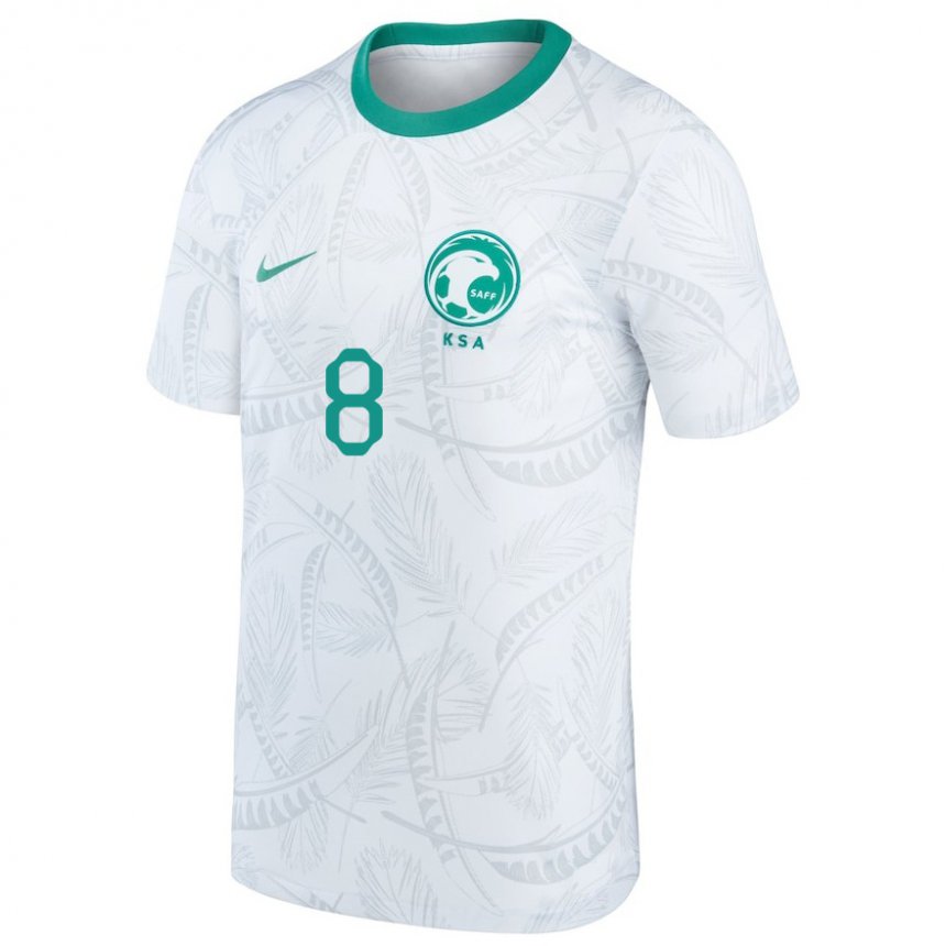 Niño Camiseta Arabia Saudita Ahmed Bamasud #8 Blanco 1ª Equipación 22-24 La Camisa