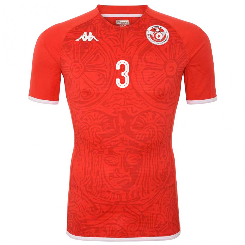 Niño Camiseta Túnez Montassar Talbi #3 Rojo 1ª Equipación 22-24 La Camisa