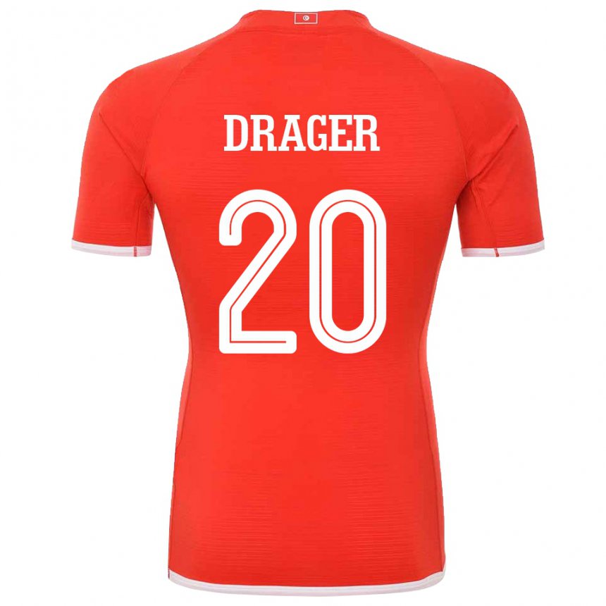 Niño Camiseta Túnez Mohamed Drager #20 Rojo 1ª Equipación 22-24 La Camisa