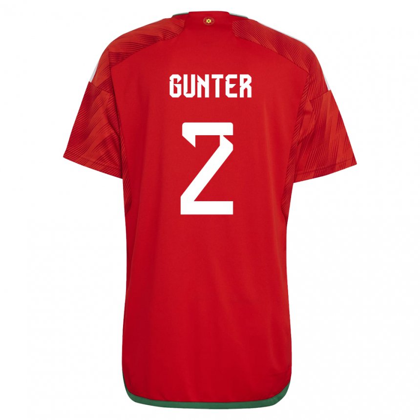 Niño Camiseta Gales Chris Gunter #2 Rojo 1ª Equipación 22-24 La Camisa