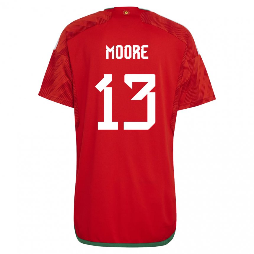Niño Camiseta Gales Kieffer Moore #13 Rojo 1ª Equipación 22-24 La Camisa