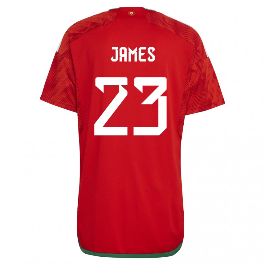 Niño Camiseta Gales Jordan James #23 Rojo 1ª Equipación 22-24 La Camisa