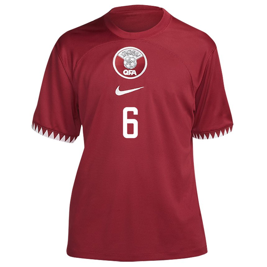 Niño Camiseta Catar Abdulaziz Hatem #6 Granate 1ª Equipación 22-24 La Camisa