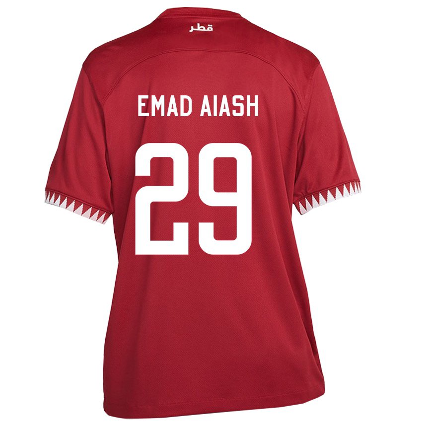 Niño Camiseta Catar Mohamed Emad Aiash #29 Granate 1ª Equipación 22-24 La Camisa
