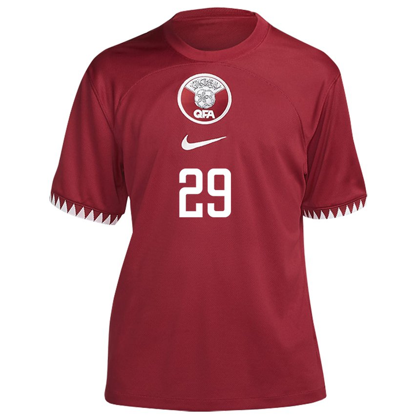 Niño Camiseta Catar Mohamed Emad Aiash #29 Granate 1ª Equipación 22-24 La Camisa