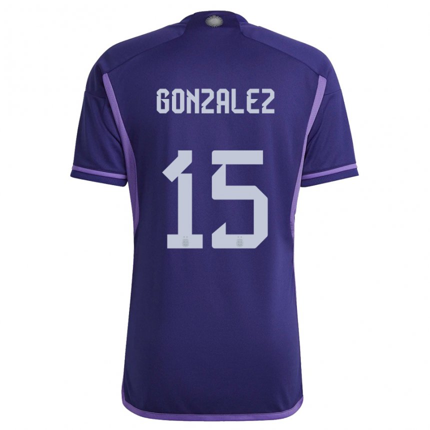 Niño Camiseta Argentina Nicolas Gonzalez #15 Morado 2ª Equipación 22-24 La Camisa