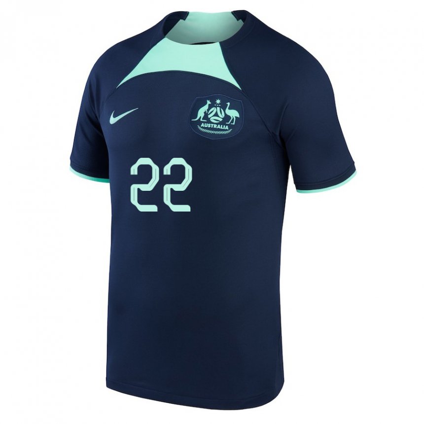 Niño Camiseta Australia Jackson Irvine #22 Azul Oscuro 2ª Equipación 22-24 La Camisa