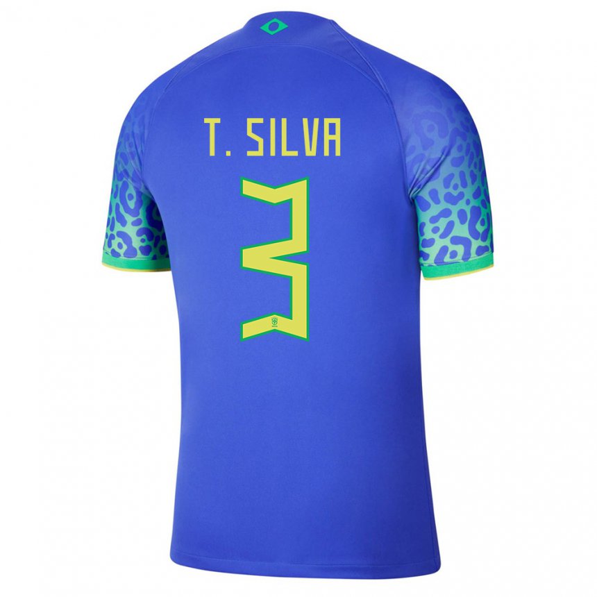 Niño Camiseta Brasil Thiago Silva #3 Azul 2ª Equipación 22-24 La Camisa