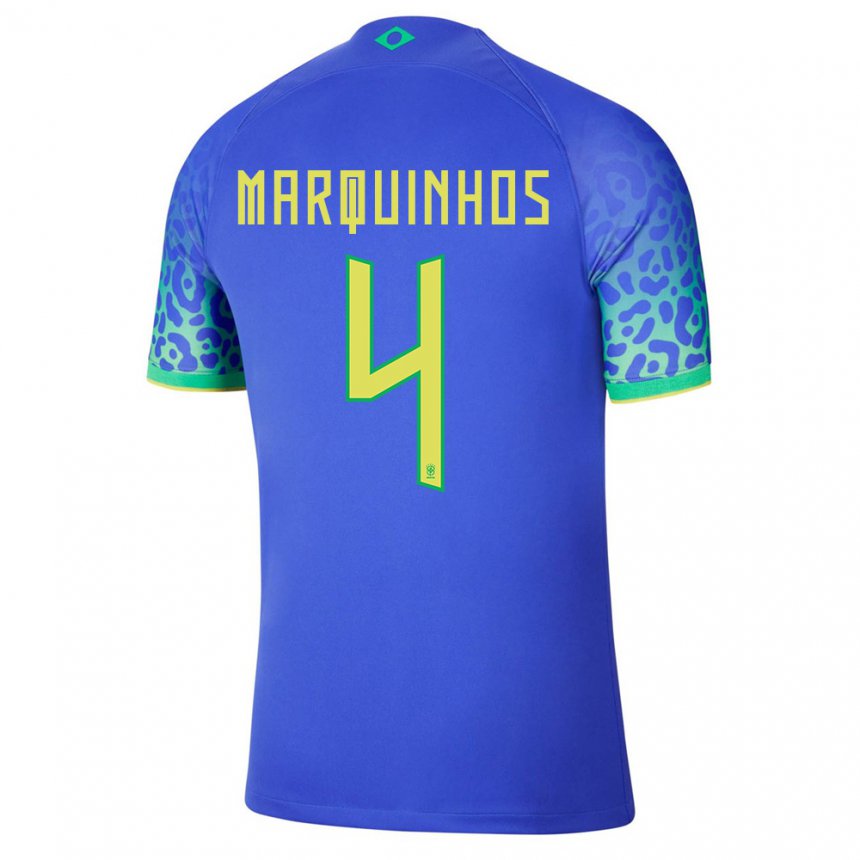Niño Camiseta Brasil Marquinhos #4 Azul 2ª Equipación 22-24 La Camisa