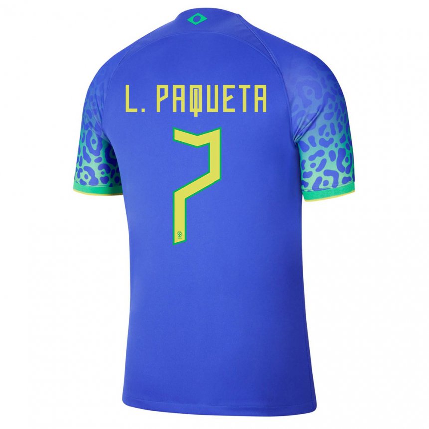 Niño Camiseta Brasil Lucas Paqueta #7 Azul 2ª Equipación 22-24 La Camisa