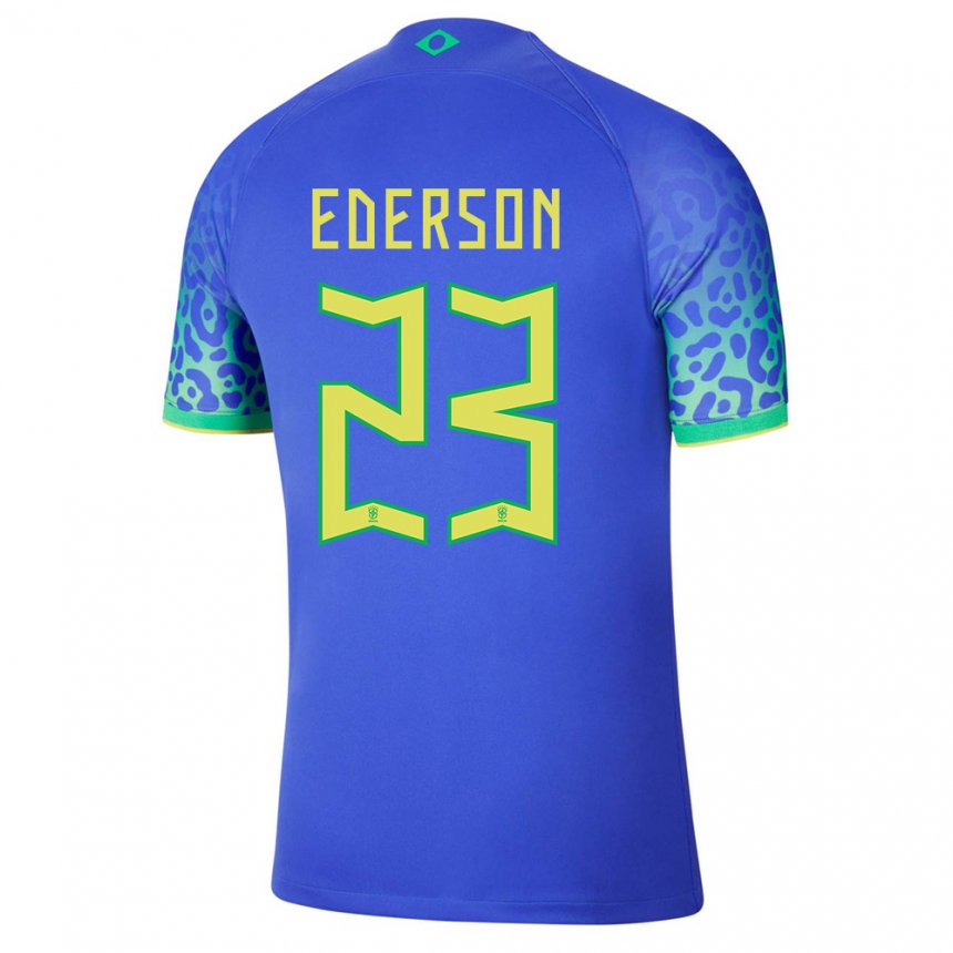 Niño Camiseta Brasil Ederson #23 Azul 2ª Equipación 22-24 La Camisa