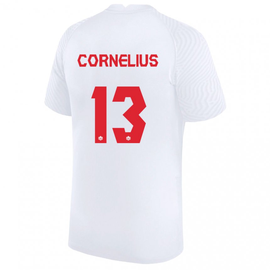 Niño Camiseta Canadá Derek Cornelius #13 Blanco 2ª Equipación 22-24 La Camisa