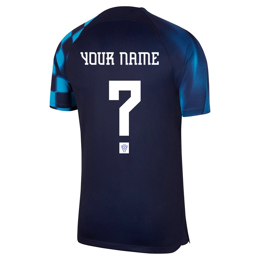Niño Camiseta Croacia Su Nombre #0 Azul Oscuro 2ª Equipación 22-24 La Camisa