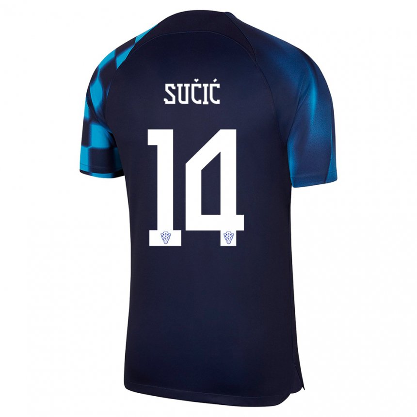 Niño Camiseta Croacia Luka Sucic #14 Azul Oscuro 2ª Equipación 22-24 La Camisa