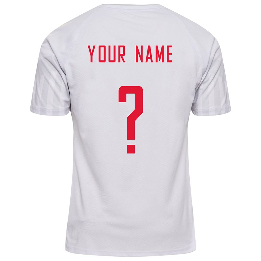 Niño Camiseta Dinamarca Su Nombre #0 Blanco 2ª Equipación 22-24 La Camisa