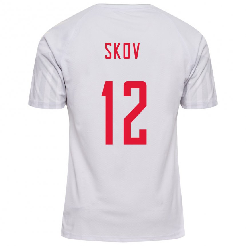 Niño Camiseta Dinamarca Robert Skov #12 Blanco 2ª Equipación 22-24 La Camisa