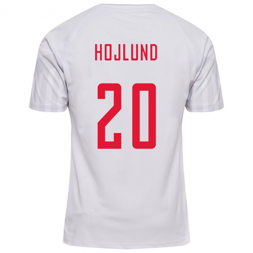 Niño Camiseta Dinamarca Rasmus Hojlund #20 Blanco 2ª Equipación 22-24 La Camisa