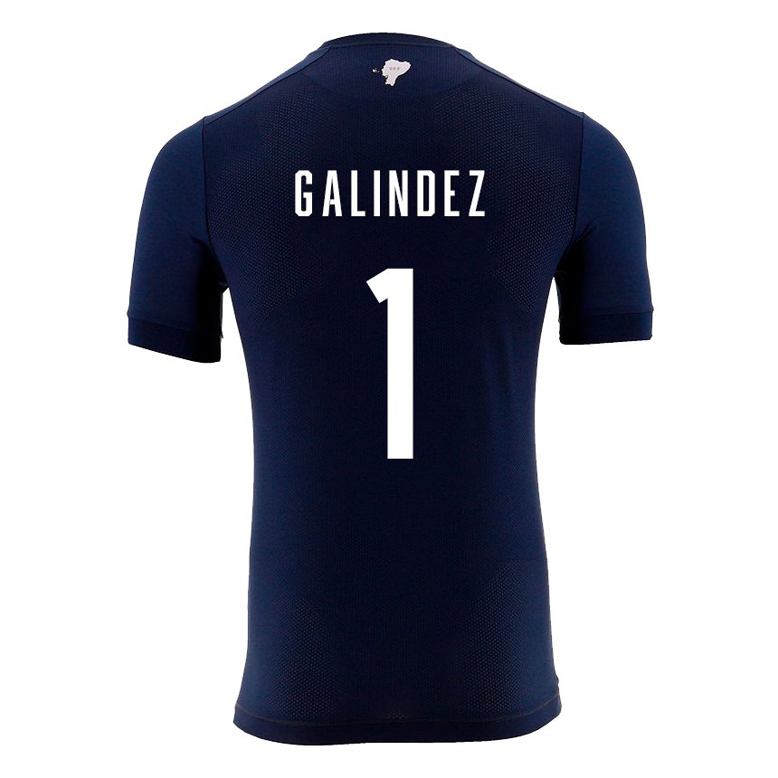 Niño Camiseta Ecuador Hernan Galindez #1 Azul Marino 2ª Equipación 22-24 La Camisa