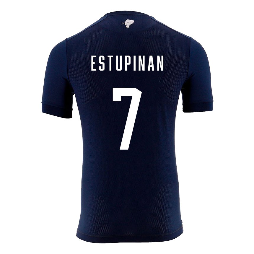 Niño Camiseta Ecuador Pervis Estupinan #7 Azul Marino 2ª Equipación 22-24 La Camisa