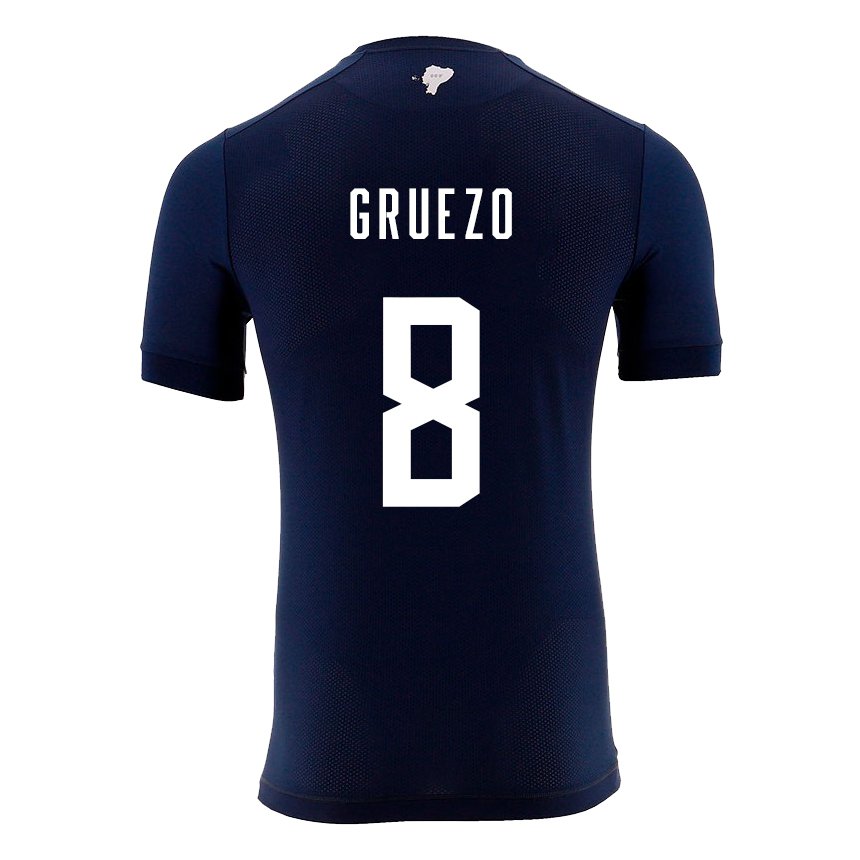 Niño Camiseta Ecuador Carlos Gruezo #8 Azul Marino 2ª Equipación 22-24 La Camisa