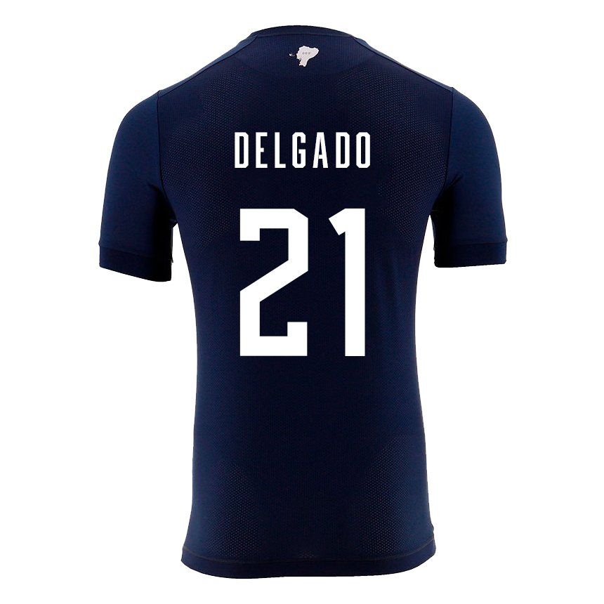 Niño Camiseta Ecuador Patrickson Delgado #21 Azul Marino 2ª Equipación 22-24 La Camisa