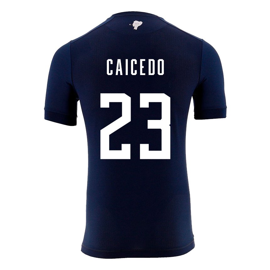 Niño Camiseta Ecuador Moises Caicedo #23 Azul Marino 2ª Equipación 22-24 La Camisa