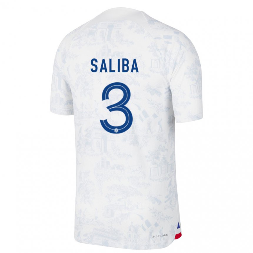 Niño Camiseta Francia William Saliba #3 Blanco Azul 2ª Equipación 22-24 La Camisa