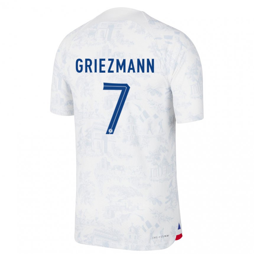 Niño Camiseta Francia Antoine Griezmann #7 Blanco Azul 2ª Equipación 22-24 La Camisa