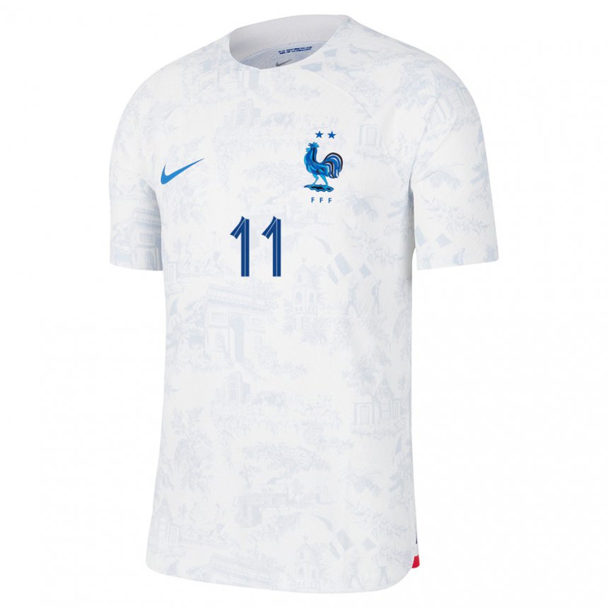 Niño Camiseta Francia Ousmane Dembele #11 Blanco Azul 2ª Equipación 22-24 La Camisa