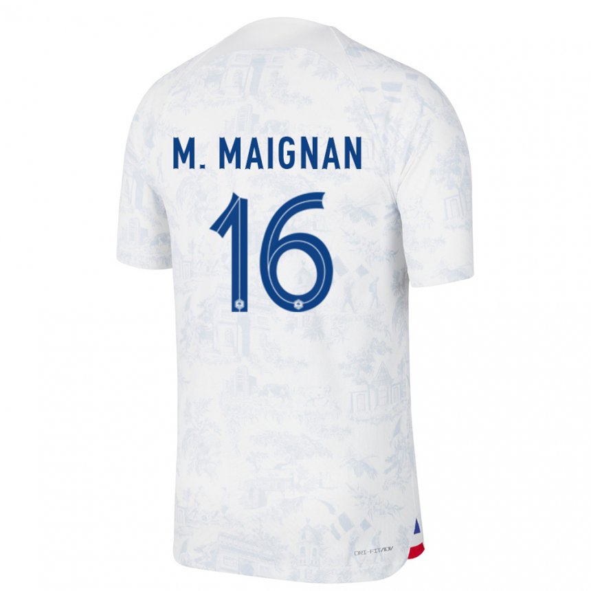 Niño Camiseta Francia Mike Maignan #16 Blanco Azul 2ª Equipación 22-24 La Camisa