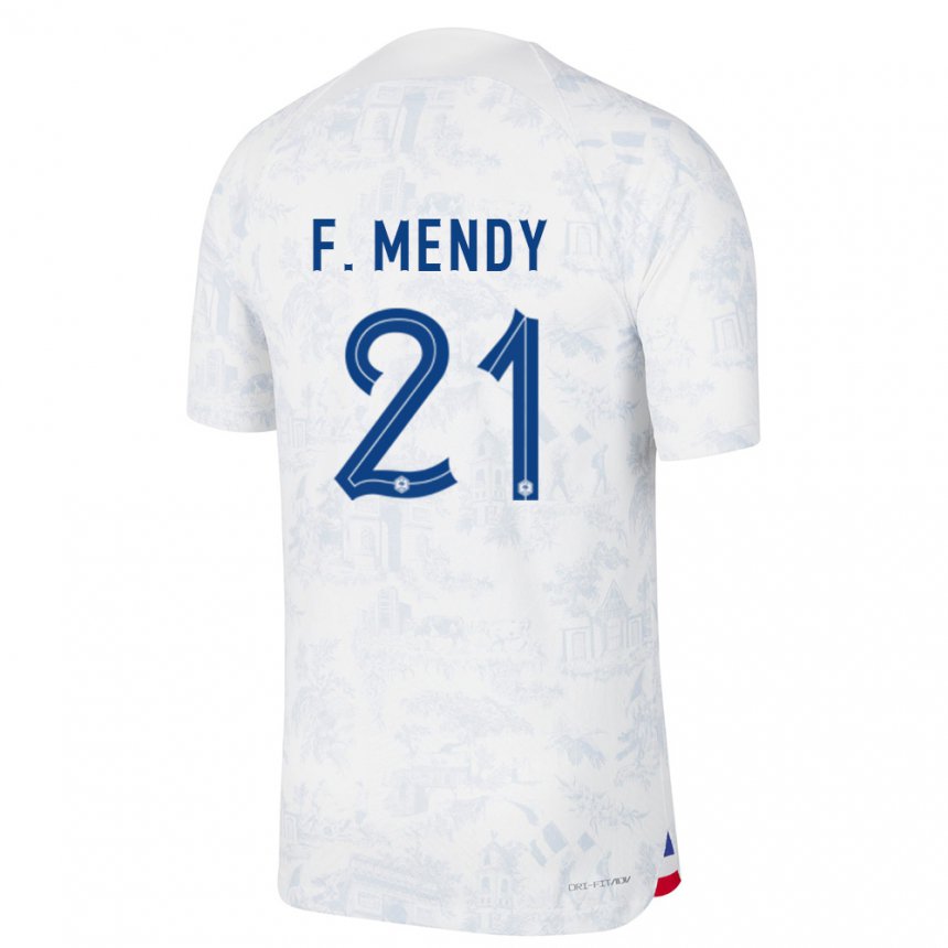 Niño Camiseta Francia Ferland Mendy #21 Blanco Azul 2ª Equipación 22-24 La Camisa