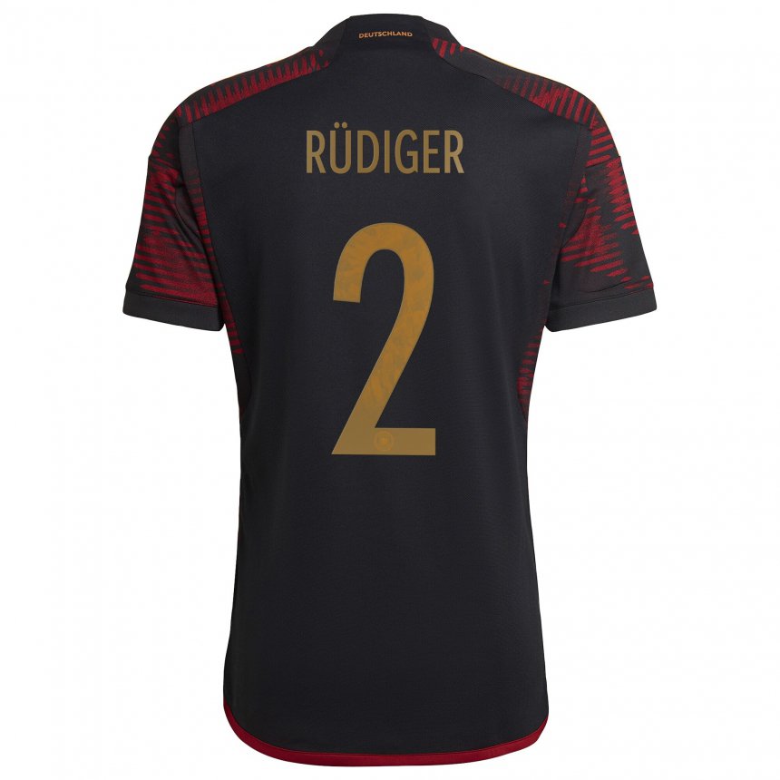 Niño Camiseta Alemania Antonio Rudiger #2 Granate Negro 2ª Equipación 22-24 La Camisa