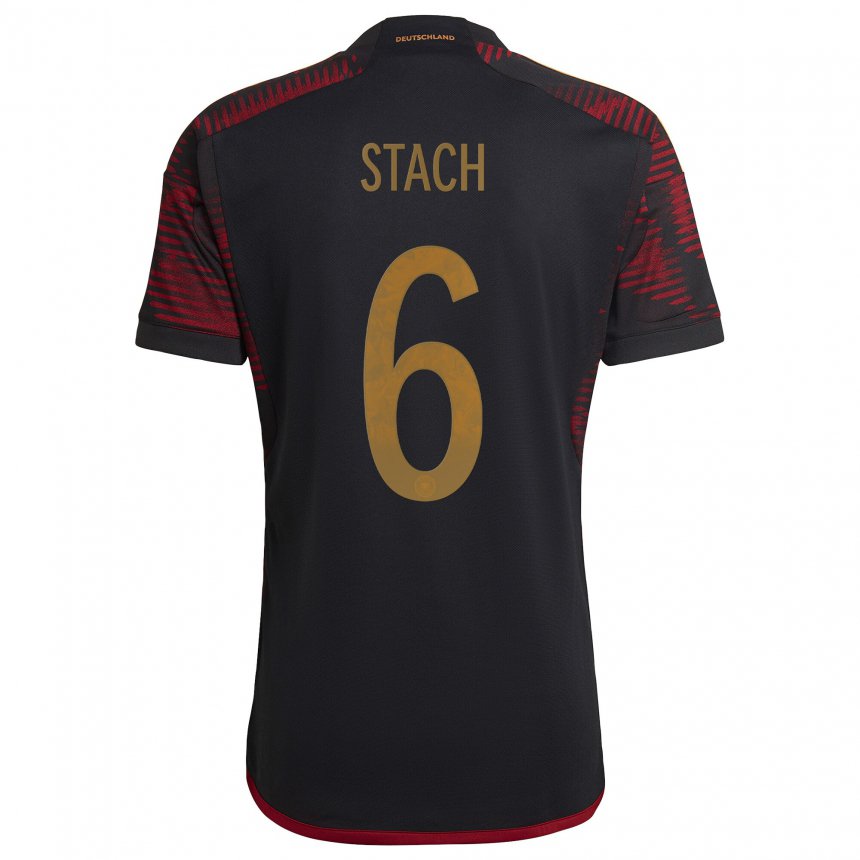 Niño Camiseta Alemania Anton Stach #6 Granate Negro 2ª Equipación 22-24 La Camisa